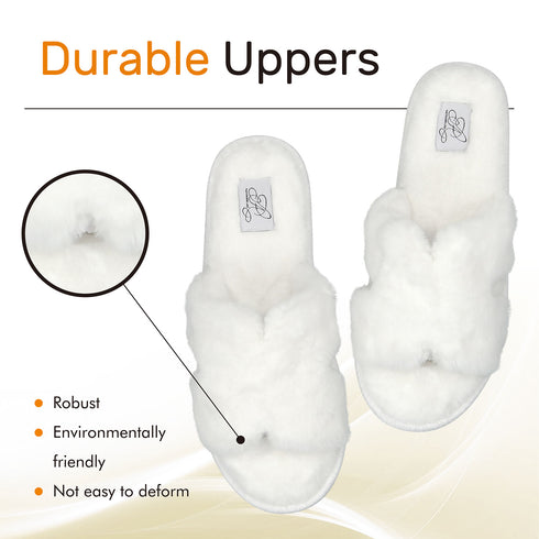 Faux Fur H Slipper - White